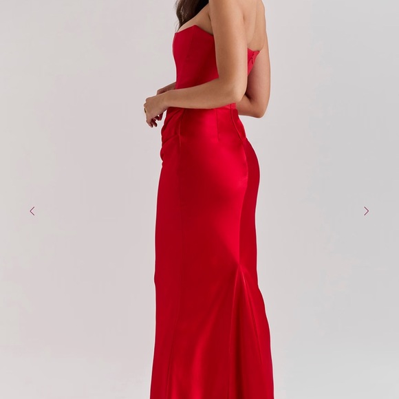 HOUSE OF CB PERSEPHONE RED CORSET MAXI DRESS SIZE M REGULAR CUP RETAILS - Picture 3 of 4